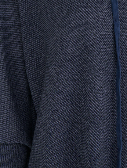 Pull fin asymétrique à capuche - Marine - 3