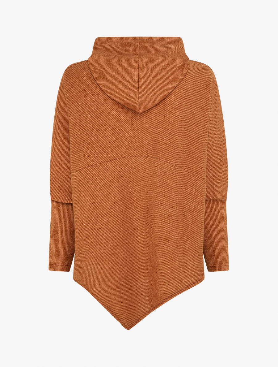 Pull fin asymétrique à capuche - Terre de sienne - 2