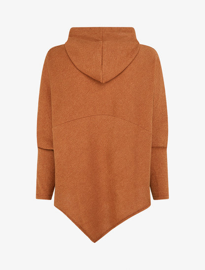 Pull fin asymétrique à capuche - Terre de sienne - 2
