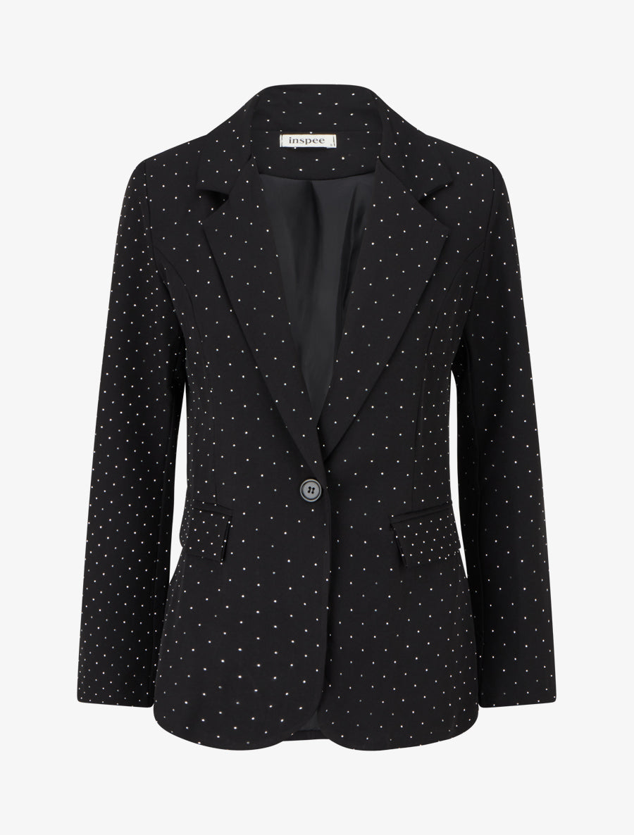 Blazer uni strassé - Noir - 1