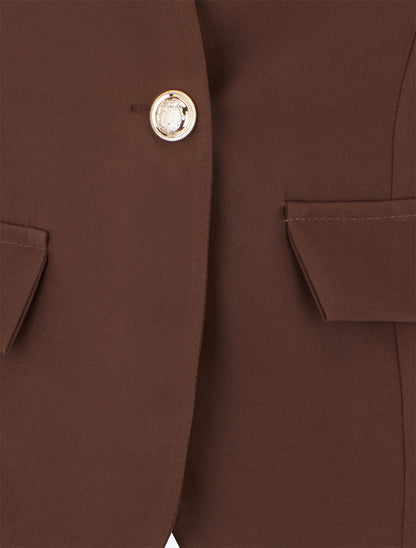 Blazer uni boutonné - Marron - 3