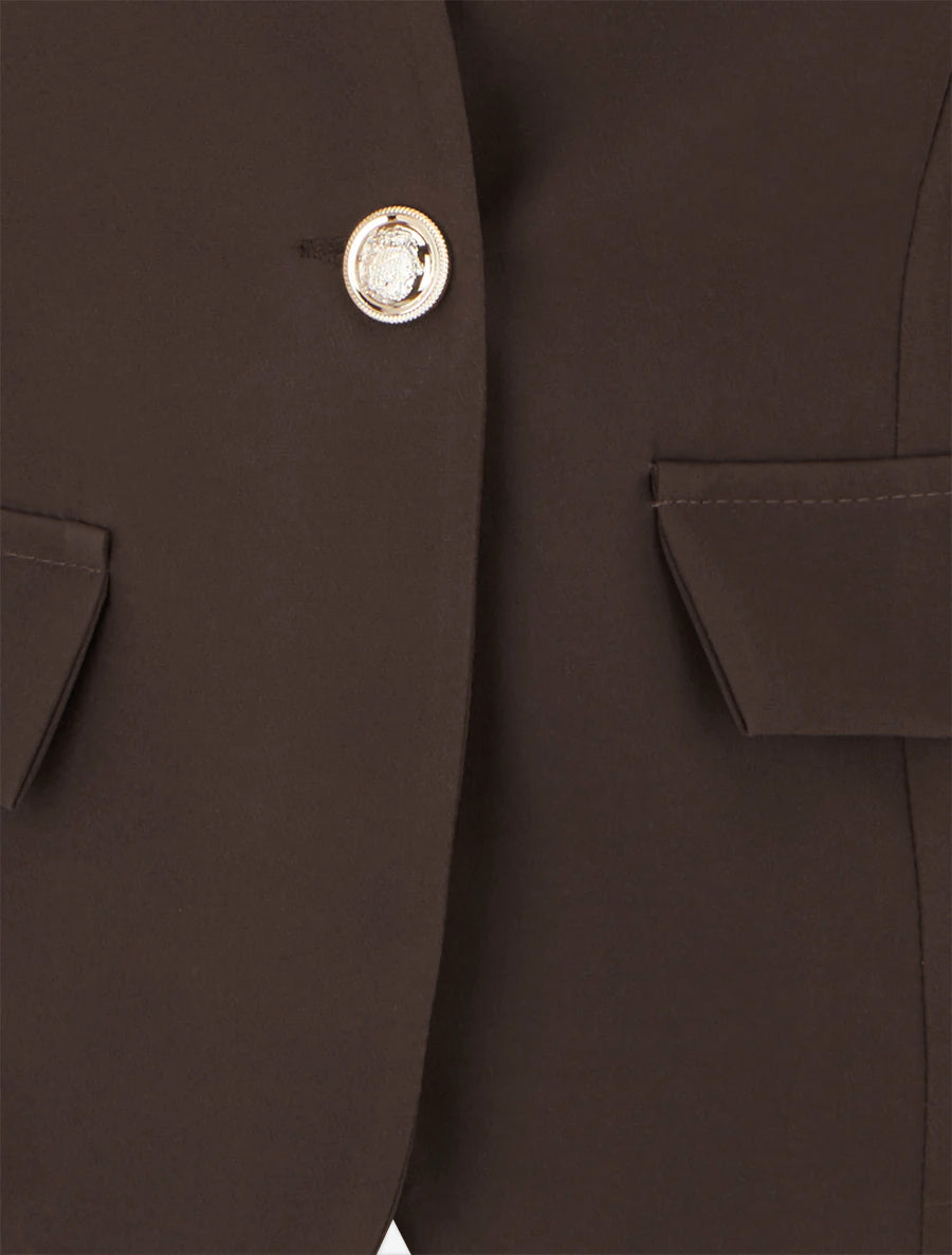 Blazer a tinta unita con bottoni - Marrone