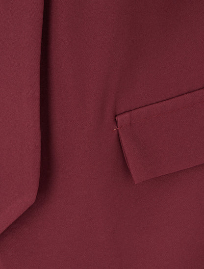 Blazer uni à poches décoratives - Lie de vin - 3