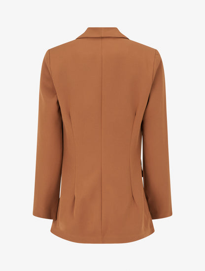 Blazer uni à poches décoratives - Camel - 2