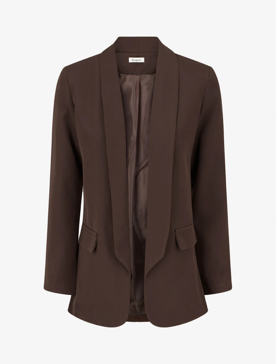 Blazer semplice con tasche decorative - Marrone