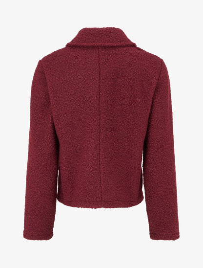 Manteau court effet laine bouclée - Bordeaux - 2