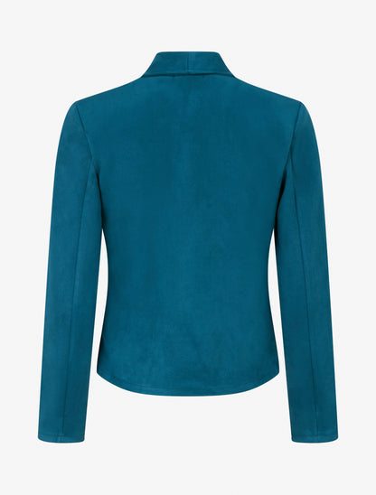 Veste en suédine à poches décoratives zippées - Bleu canard - 2