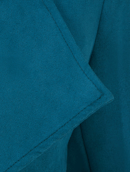 Veste en suédine à poches décoratives zippées - Bleu canard - 3