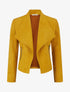 Veste en suédine à poches décoratives zippées - Jaune moutarde - 1