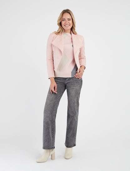 Giacca in camoscio sintetico con tasche decorative con zip - Rosa