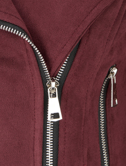 Veste en suédine à fermeture zippée - Prune - 3