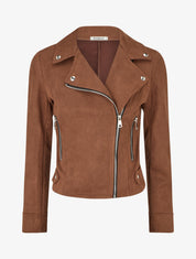 Veste en suédine à fermeture zippée - Marron - 1