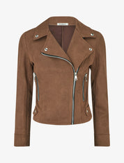 Giacca in suede con chiusura a zip - Marrone