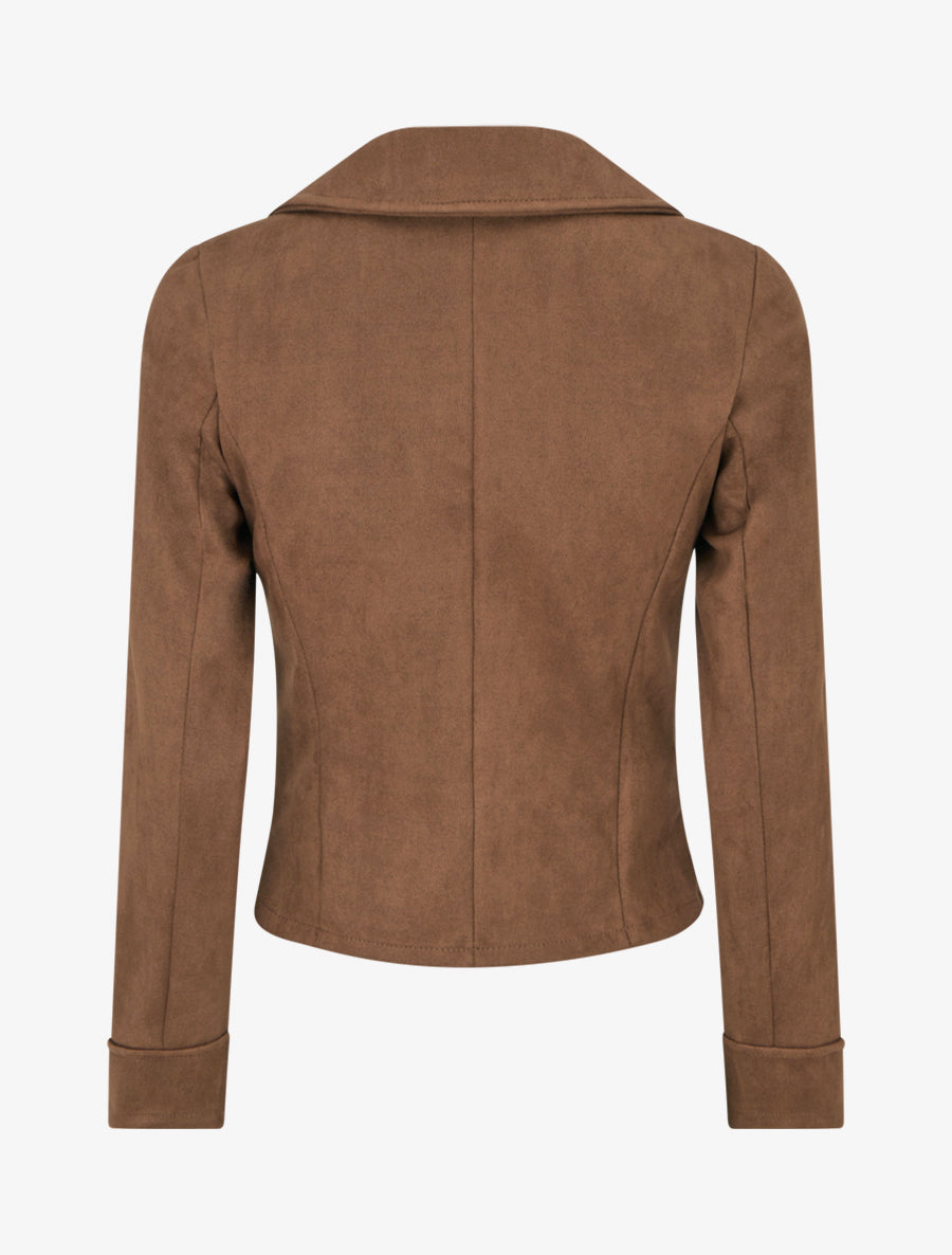 Giacca in suede con chiusura a zip - Marrone