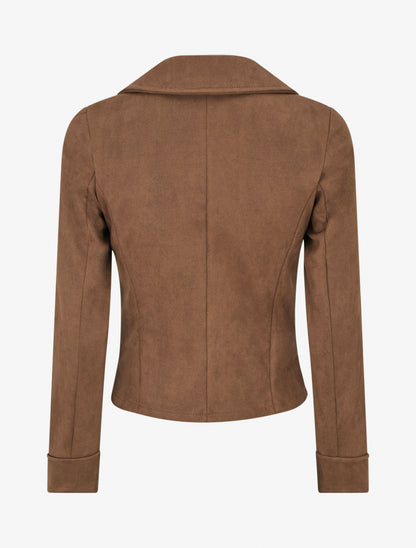 Giacca in suede con chiusura a zip - Marrone