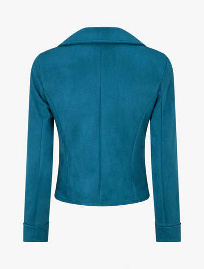 Veste en suédine à fermeture zippée - Bleu canard - 2