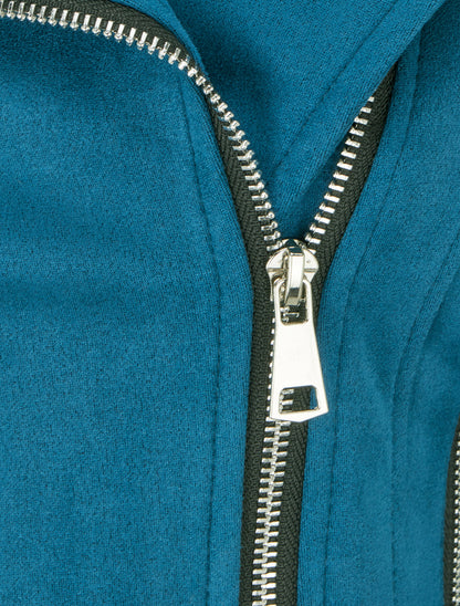 Veste en suédine à fermeture zippée - Bleu canard - 3