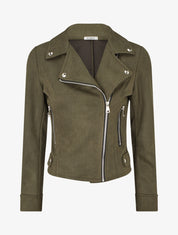 Veste en suédine à fermeture zippée - Kaki - 1