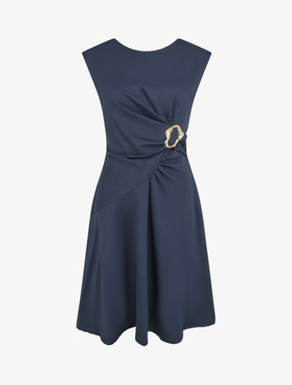 Robe patineuse sans manches à boucle - Marine - 1