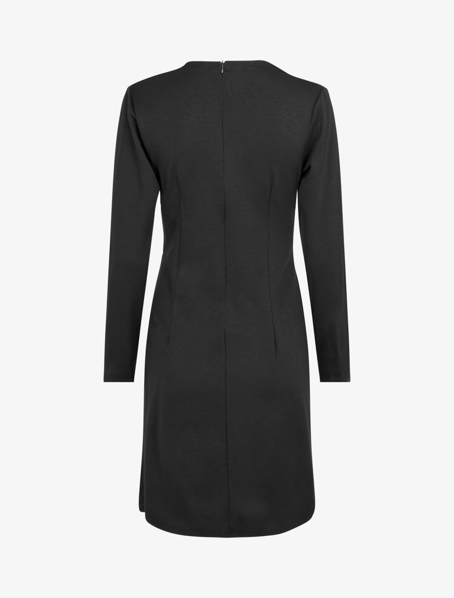 Robe droite effet torsadé à manches longues - Noir - 2