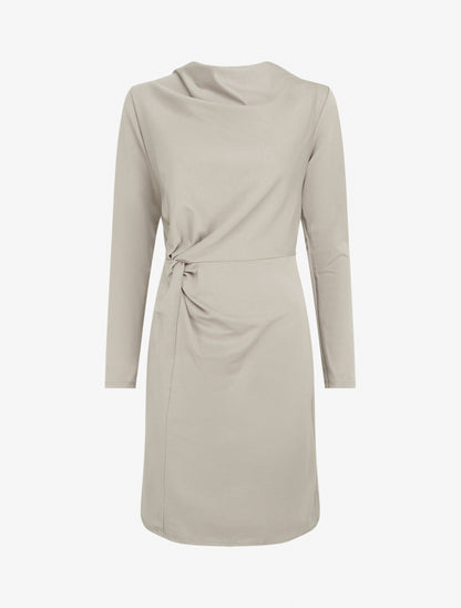 Robe droite effet torsadé à manches longues - Taupe clair - 1