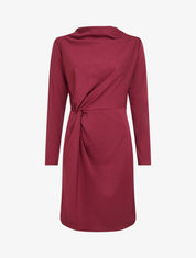 Robe droite effet torsadé à manches longues - Bordeaux - 1
