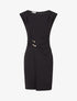 Robe droite unie à empiècement métallique - Noir - 1