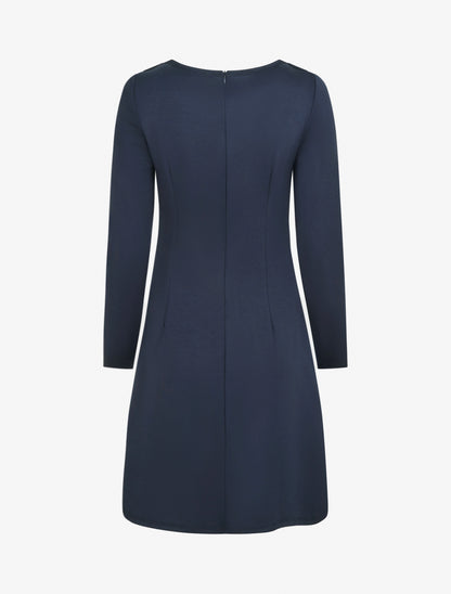 Robe à manches longues et col à boucle - Marine - 2