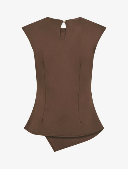 Top droit sans manches effet drapé - Marron - 2