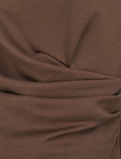 Top droit sans manches effet drapé - Marron - 3