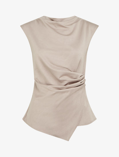 Top droit sans manches effet drapé - Taupe clair - 1