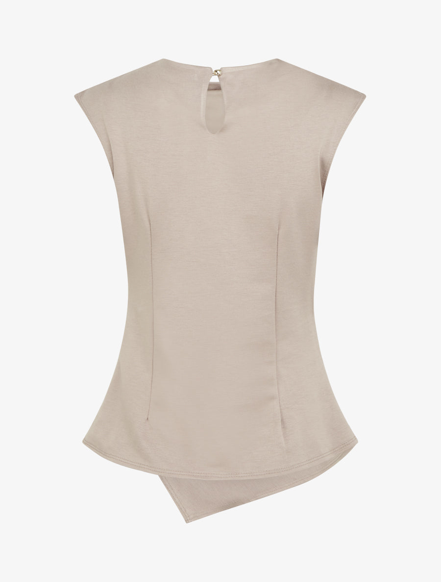 Top droit sans manches effet drapé - Taupe clair - 2