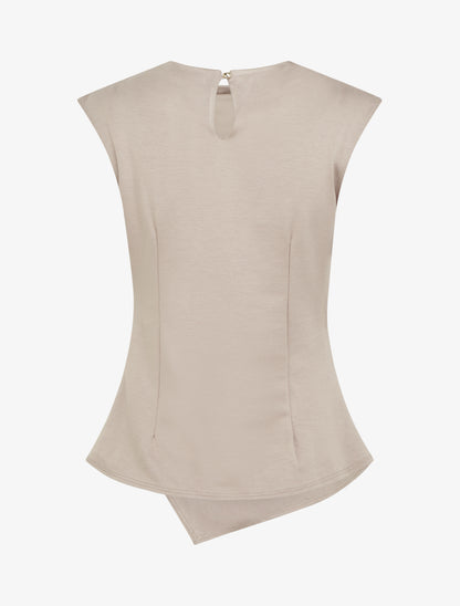Top droit sans manches effet drapé - Taupe clair - 2