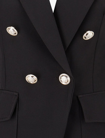 Veste boutonnée à grandes poches - Noir - 3
