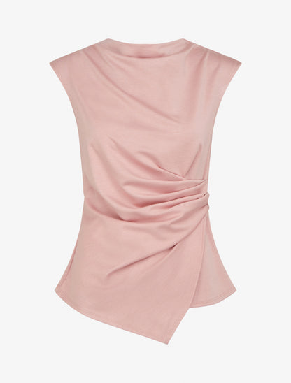 Top droit sans manches effet drapé - Rose - 1