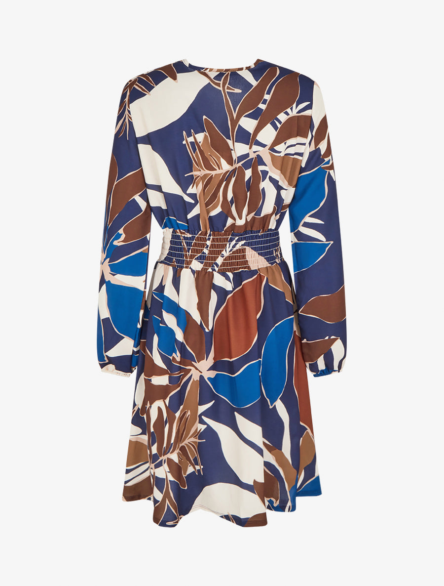 Robe imprimée à col cache-coeur - Marine - 2