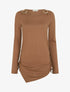 Pull droit à boucles strassées et bords asymétriques - Camel - 1