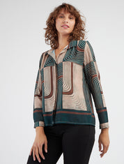 Blusa fluida con stampa grafica - Verde abete