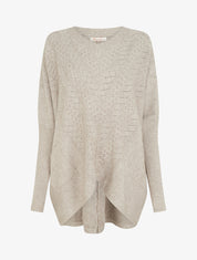 Poncho asymétrique à manches longues et poches - Taupe - 1
