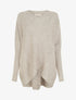 Poncho asymétrique à manches longues et poches - Taupe - 1