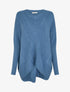 Poncho asymétrique à manches longues et poches - Bleu - 1