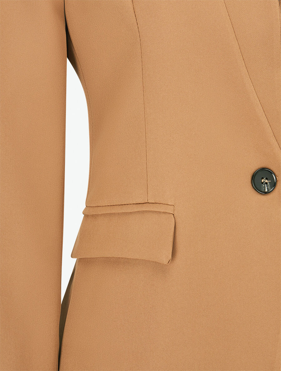 Veste longue à col cranté - Camel - 3