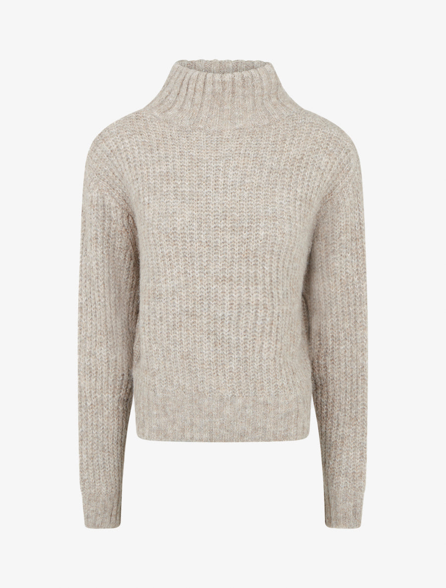 Pull duveteux en maille irisée - Taupe clair - 1