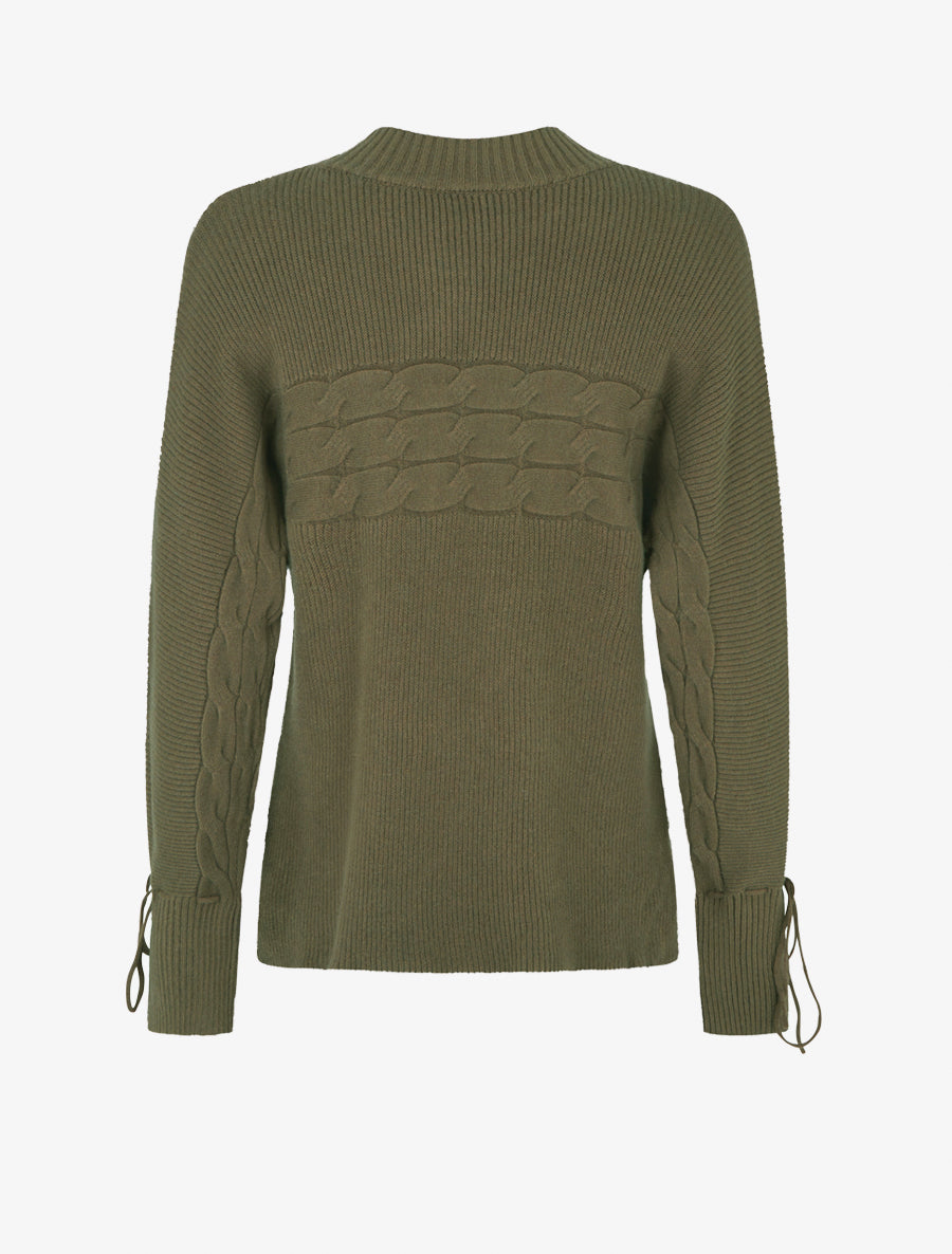Pull ajusté à col montant et liens aux poignets - Kaki - 2