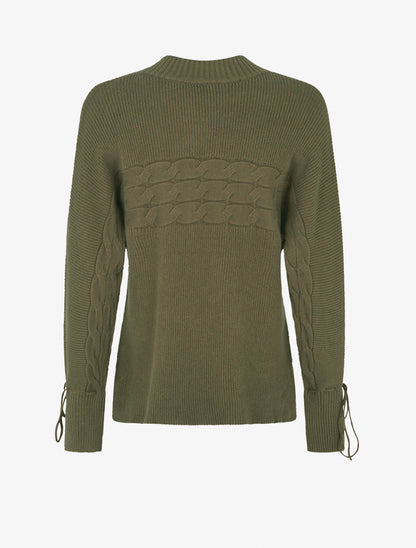 Pull ajusté à col montant et liens aux poignets - Kaki - 2