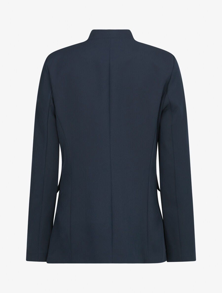 Veste longue à col cranté - Marine - 2