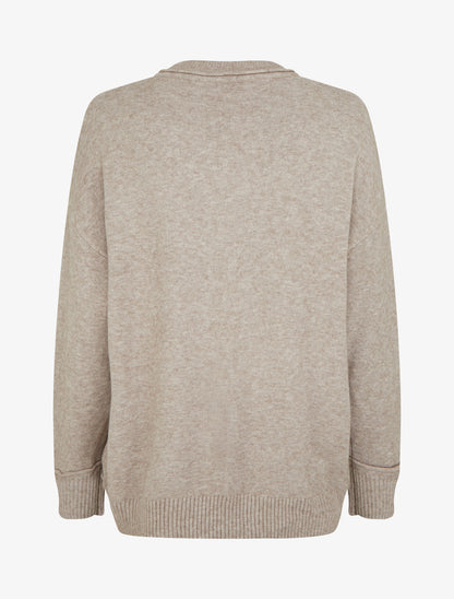 Pull droit uni à bords côtélés - Taupe - 2