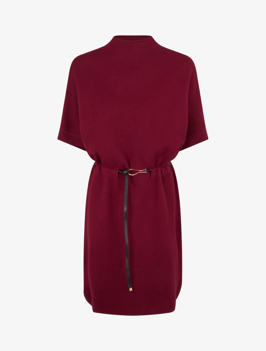 Robe pull droite à manches courtes - Lie de vin - 1