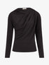 Top à col asymétrique plissé - Noir - 5
