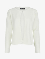 Gilet uni à détail effiloché - Crème - 1